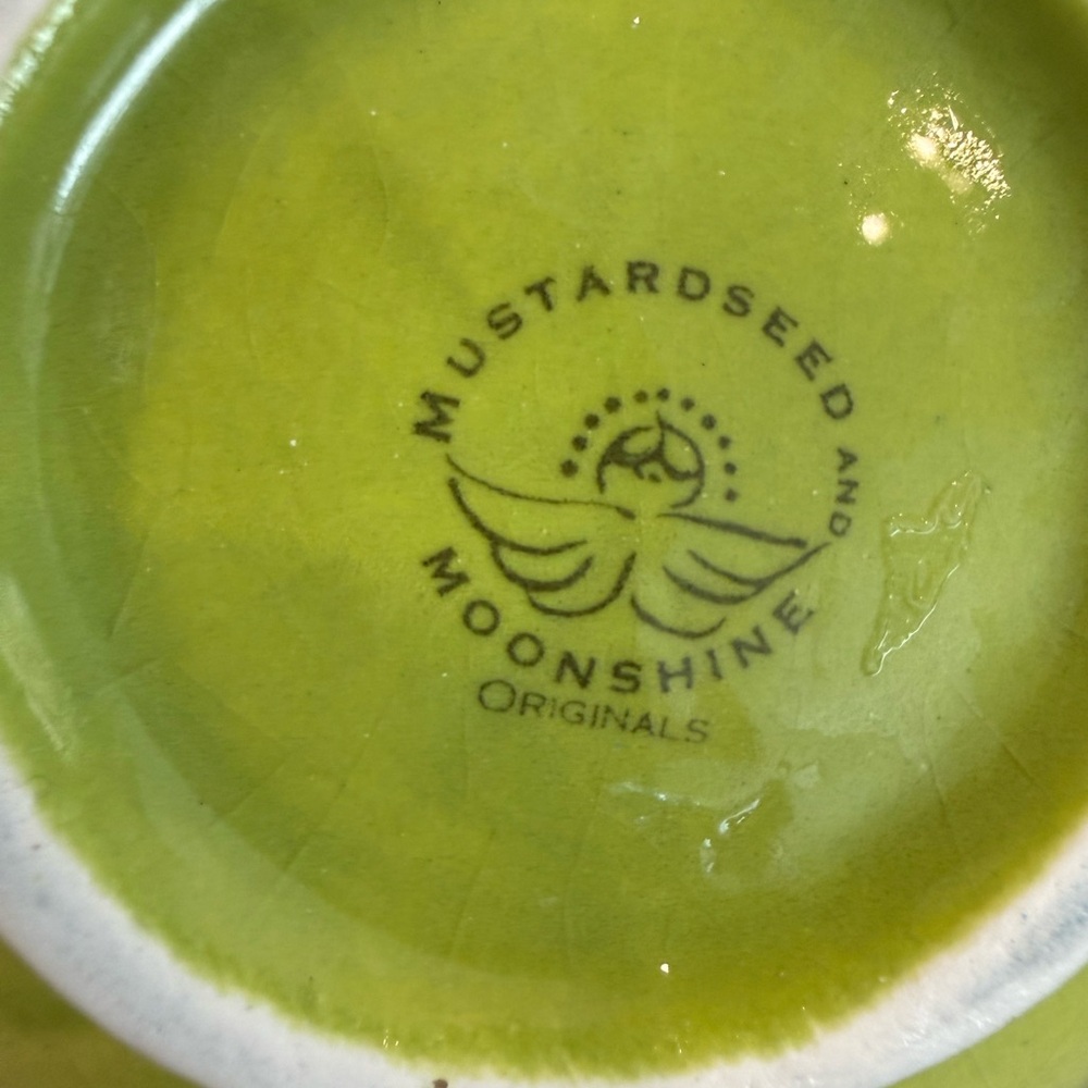 Mustardseed and Moonshine Green and Yellow Ceramic Trinket Bowl - Picture 4 of 6